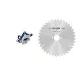 Bosch Professional BITURBO Cordless Circular Saw GKS 18V-70 L (Left Blade Side-Winder Saw,1x Saw Blade) + PRO Wood Circular Saw Blade for Corded Hand-Held Circular Saws (for Softwood, Hardwood)