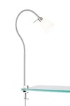 Jam 30325 Lampe à pince Nickel mat avec abat-jour en tissu blanc et intérieur blanc Largeur 11 cm Hauteur 60 cm Portée du mur 45 cm avec interrupteur à cordon 1 ampoule E14 max. 10 W