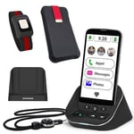 swissvoice S510-C + Ampli Base + Bracelet SOS + Etui de Protection + Lanière Tour de Cou : Smartphone Sénior 4G, débloqué, Chargeur avec Haut-Parleur intégré, Chargeur d'appoint - France/Bénélux