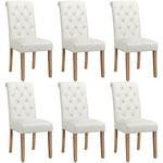 Yaheetech 6 Chaises de Salle à Manger avec Chêne Tissu Chaise de Salon Mobilier pour Bureau Cuisine Bar Réunion Hôtel 45,5 x 62 x 98,5cm Beige