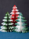 Talking Tables Paper Christmas Tree Decoration, Pack of 3, Red/Green