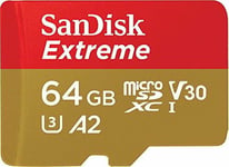 Sandisk Extreme 64 Gb Microsdxc Memory Card + Sd Adapter With A2 App Performance