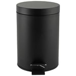 Beldray LA038098BLKFEU7 Bathroom Pedal Bin – Small Round Stainless Steel Sanitary Waste Bin For Bedroom, Office, Kitchen, Toilet, Soft Close Rubbish Bin, Removable 3L Inner Bucket, Carry Handle, Black