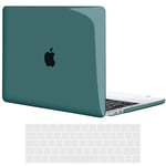 TECOOL Coque Compatible avec MacBook Pro 15 Pouces 2019 2018 2017 2016 (A1990 A1707) avec Touch Bar, Coque Rigide en Plastique Fine et Protection Clavier (UE AZERTY), Cristal Turquoise Foncé