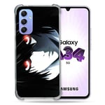 Coque Renforcée en Verre Trempé pour Samsung Galaxy A34 5G Manga Death Note L