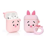 ZAHIUS Airpods Silicone Case Funny Cover Compatible pour Apple Airpods 1 & 2 [Motif de Dessin Animé 3D] Cadeau pour Fille Garçon (Piglet)