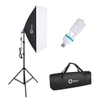 OMBAR 135W Softbox Kit Éclairage avec 1 Softbox 50x70cm et 1 Ampoules E27 5500K, Kit d'éclairage Photographie avec Un Sac de Transport pour Portrait, Objet, Photo de Mode et à l’Enregistrement Vidéo