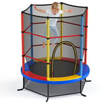 GOPLUS Trampoline Enfant Ø165cm, Cadre en Acier, Trampoline Extérieur et Intérieur avec Filet de Sécurité, Charge Maximum 45KG, Coloré