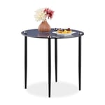 Relaxdays Table d'appoint Pratique en Verre, Ronde, Acier, Moderne, H x D : 45 x 50 cm, pour Le Salon, Gris/Noir
