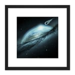 Space Stars Light Planet Galaxy Meteoroid 8X8 Inch Square Wooden Framed Wall Art Print Picture with Mount