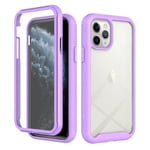 Iphone 11 Pro Case Upgrade Koko kehon läpinäkyvä puskuri näytönsuojalla - violetti