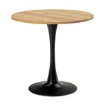 MEUBLE COSY Table Salle à Manger Ronde Vintage 2-4 Personnes pour Salon Cuisine Bureau, en Bois d'ingénierie et Métal, Chêne + Noir, 80x80x75cm