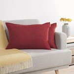 Blumtal Lot de 2 Housses de Coussins 40x60 Rouge - Housses de Coussins en Chenille douillettes avec Fermeture éclair cachée, certifiée Oekotex, pour Coussins de décoration et de canapé