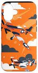 Coque pour iPhone 16 Drapeau américain minimaliste orange tropical P-51 Mustang de la Seconde Guerre mondiale