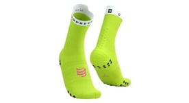 Chaussettes compressport pro racing socks v4 0 run high jaune blanc