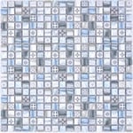 Mosaïque de verre Carreau de mosaïque Retro aspect bois gris pastel bleu clair Miroir de carrelage MOS78-W39