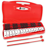 A-Star Xylophone Glockenspiel Soprano Chromatique 25 Notes dans un étui Rouge avec Touches Noires/Blanches et Deux Battes en Plastique - 2 Octaves G5 à G7