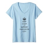 Womens Keep Calm, Manchester City V-Neck T-Shirt