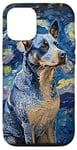 Coque pour iPhone 12/12 Pro Blue Heeler Starry Night Australian Battle Dog Art