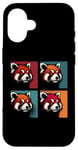 Coque pour iPhone 16 Red Panda Pop Art – Vintage coloré mignon panda rouge amoureux