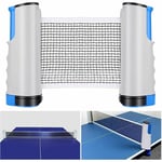 Mereteet - Filet de Ping Pong, Filet de Tennis de Table Rétractable Ping Pang Net Table Tennis Net Réglable Portable pour Intérieur et Extérieur, Gris