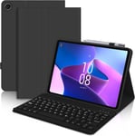 Lenovo Tab M10 Plus 3?me G?n?ration ?tui De Protection Avec Clavier Qwertz Amovible Bluetooth Keyboard En Cuir Pu Pour Lenovo Tab M10 Plus 3?me G?n?ration 10,6"" - Noir