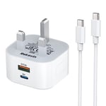 iPad Pro Charger and Plug,USB C Fast Wall Charger 1M Type C to Type C Cable UK Adapter iPad Pro 12.9''/5/4/3 Gen,iPad Pro 11 3/2/1 Gen, iPad Air 4/5 Gen,iPad Mini 6th,iPhone 15/15 Pro Max USBC Charger