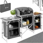 TecTake® Portable Camping Kitchen - 5 Internal Shelves, Heat-Resistant Worktop,