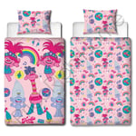 Trolls Concert Single Duvet Cover Set Pink Girls 2-in-1 Design Poppy Prince D