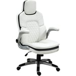 Fauteuil de bureau manager gaming style baquet racing dossier assise capitonné revêtement synthétique blanc noir - Homcom