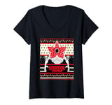 Womens Stranger Things Christmas Dark Pattern Demogorgon V-Neck T-Shirt