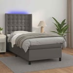 Sommier � lattes de lit matelas LED Gris 90x190 cm Similicuir