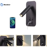 Applique murale led, liseuse de chevet avec interrupteur, port de charge usb, éclairage d'ambiance de chambre à coucher Spot réglable (3W 3000K +