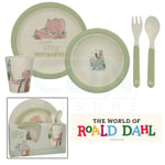 BFG Childrens Dinner Set Roald Dahl 4 Piece Plate Bowl Cup Cutlery Boy Girl Gift