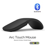 Souris optique sans fil Bluetooth pliable ultra mince,périphérique tactile,silencieuse,pour Microsoft PC,ordinateur portable,tablette - Type Black Bluetooth