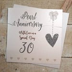 WHITE COTTON CARDS Pearl Love On A Special Day, Handmade 30th Anniversary Card, Code LLa30