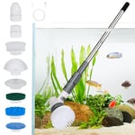 AQQA 8 in 1 Aquarium Cleaning Kit,Electric Spin Scrubber,Rechargeable IPX9 Waterproof Handheld Cordless Fish Tank Cleaning Brush,Fish Tank Glass Cleaner,Algae Scrapers Cleaning Tool Set