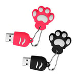 Clé USB 64Go Lot de 2 Clef USB 2.0 Cartoon Flash Drive 64 Go Lovely Pen Drive Pattes de Chat Mémoire Stick USB Key Pendrive pour Cadeau, PC, Tablette Stockage de données (Noir Rose)