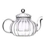 Yardwe Glass Teapot with Removable Infuser Pumpkin Shape Stovetop Tea Kettle for Loose Leaf Tea