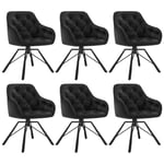 WOLTU Lot de 6 Chaises de Salle à Manger Pivotantes, Chaises de Cuisine, Chaises en Velours, Chaises à Haut Dossier avec Pieds en Métal, Chaises Scandinaves pour Salon, Noir, EZS60sz-6