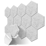 JBER Hexagon Acoustic Panels Beveled Edge Sound Proof Foam Panels Self-adhesive,14'' X 12'' X 0.4'' High-Density Sound Absorbing Panels Wall Acoustic Treatt, Home Office 12 Pack - Silver Gray (JB-11)