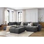 Canapé panoramique convertible Bobochic Canapé panoramique convertible coffre arsene avec pouf Angle droit Gris foncé - Gris foncé