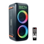 ibiza- GRAFFIK600-2x8"/20cm high power active baffle speaker on rechargeable battery - Dual light effects - Bluetooth, USB, Micro-SD, AUX, Guitar and Microphone - Black