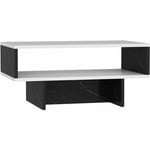 Helloshop26 - Table basse avec espace de rangement 37 x 80 x 45 cm blanc / marbre noir