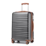 British Traveller Valise Cabine Bagages Cabine, Valise Rigide Trolley Ultra Légère en ABS+PC, Valise de Voyage avec roulettes 4x360 degrés et Serrure TSA, 54x36.5x21.5 cm (Gris)