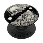 Skull and Heart in Space - Cosmic Life and Death Art PopSockets Adhesive PopGrip