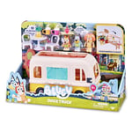 Bluey Juice Truck Playset BLY48000 Jouet de Camion de jus, 3 Figurines articulées de la série, Accessoires de Nourriture et Autocollants décoratifs pour garçons et Filles à partir de 3 Ans