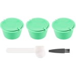 1 Ensemble de Capsules de Café Rechargeables Dosettes Filtre à Café RéUtilisable en Plastique avec Brosse à CuillèRe Vert de Haute Qualité