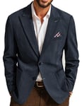 PJ PAUL JONES Veste de Costume Blazer Sportive en Tweed pour Homme 2 Boutons avec Col à Revers Veste en Velours Côtelé Bleu Foncé M