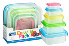 PREMIUM Stackable Nestable Food Storage Containers Colour Lid Plastic